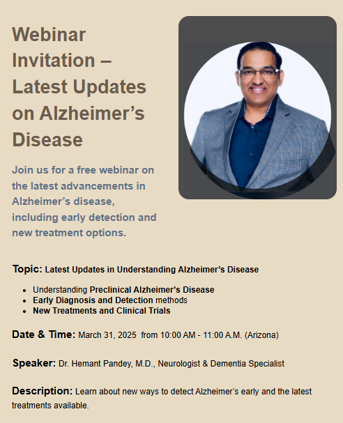 March 31, 2025 "Latest Updates on Alzheimer's Disease" Webinar